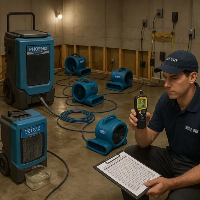 Structural Drying and Dehumidification process in Diboll, TX